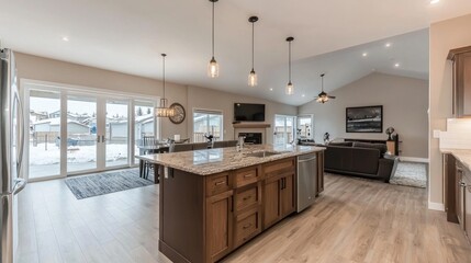 Modern Open Plan Kitchen and Living Room Interior Design