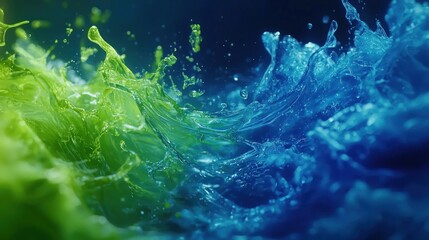 Abstract Green and Blue Liquid Splash