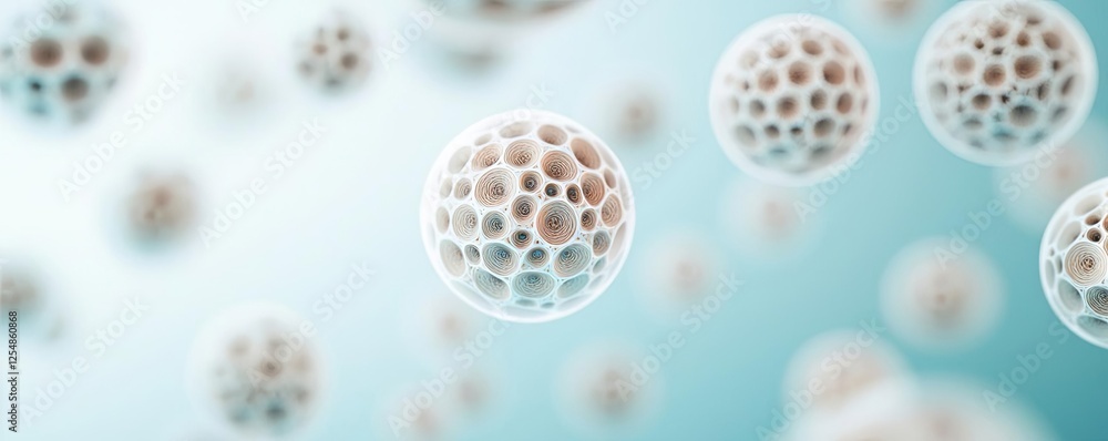 Poster climate impact microscopic idea. close-up of microscopic cells showcasing intricate structures and p