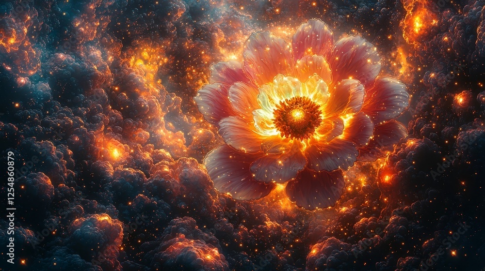 Poster cosmic nebula with kaleidoscopic vibrant colors blending in trippy visual effect cosmic background c