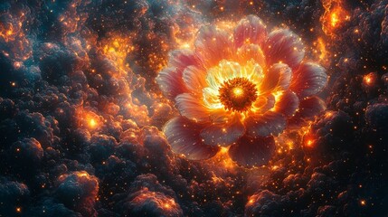 Fototapeta premium Cosmic Nebula with Kaleidoscopic Vibrant Colors Blending in Trippy Visual Effect Cosmic Background Concept with Copy Space