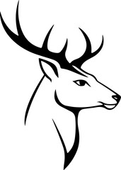 Deer Head Silhouette Vector Art Designs, Elegant Deer Head Silhouette Vectors, Minimalist Deer Head Vector Art, Deer Antler Silhouette Vector Graphics, Rustic Deer Head Silhouette Clipart, Modern Deer