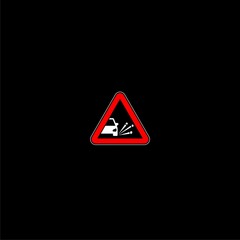 Loose gravel warning road sign icon isolated on dark background