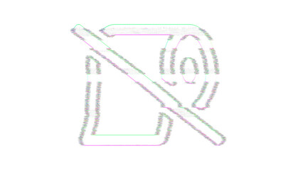 Icon toilet paper slash is distorted. Glitch. Noise, chromatic aberration, geometric distortion