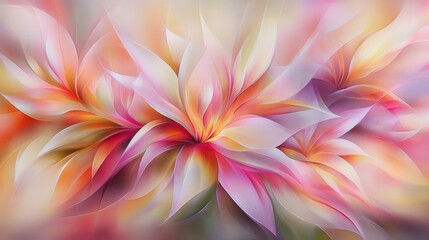 Abstract Floral Design with Vibrant Petals and Soft Hues Creating a Dreamy Composition
