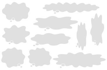 もやもやした想像吹き出しベクターイラストセット シンプル 流体シェイプ グレー 灰色 