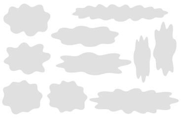 もやもやした想像吹き出しベクターイラストセット シンプル 流体シェイプ グレー 灰色 