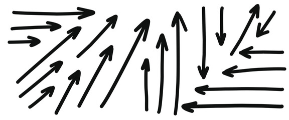 Crayon Arrows Squiggle Vector Set. Chalk Scribble Pointer Shapes Collection. Colorful Hand Drawn Brush Texture Spiral Swirls. Pencil Emphasis Elements Charcoal Doodle Curved Symbols Bundle