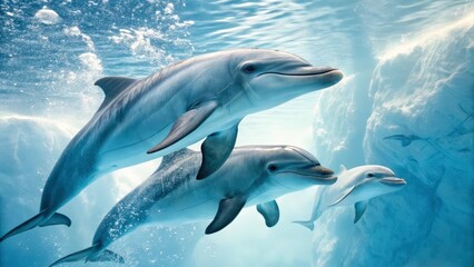 Fototapeta premium dolphins in blue water