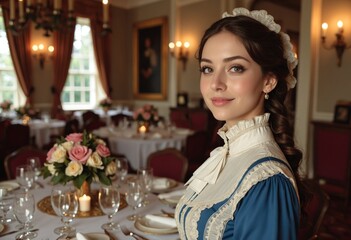 An elegant picture of a female during the colonial period in America