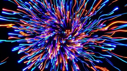 Abstract light streaks swirling pattern, vibrant colors. Digital art and dynamic movement concept