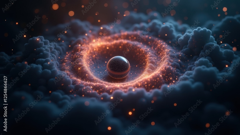 Poster innovative quantum ai visualization representing energy dynamics within a cosmic cloud formation sho
