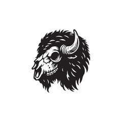 Fototapeta premium Minimalist Bison Skull Silhouette - Bison Skull Vector - Bison Skull Illustration.