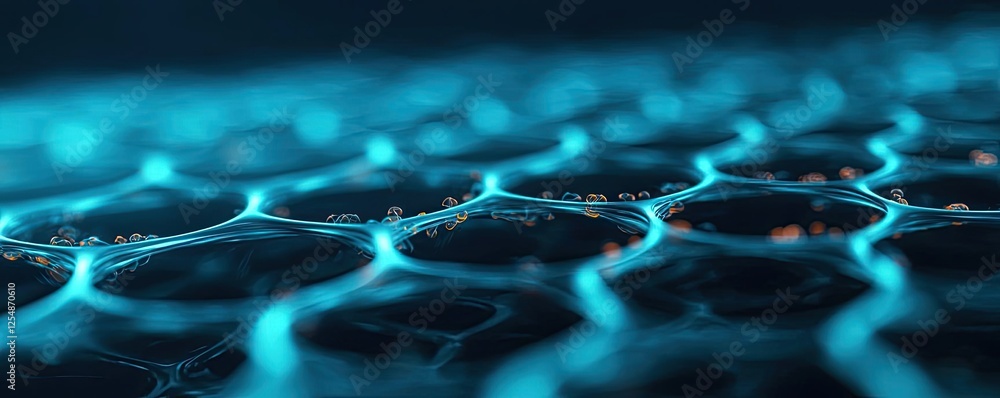 Aufkleber marine food chain microscopic concept. abstract image of a futuristic, glowing hexagonal pattern res