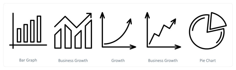 Obraz premium A set of 5 business icons as bar graph, business growth, growth
