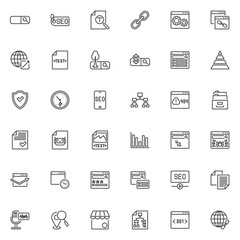 SEO line icons set