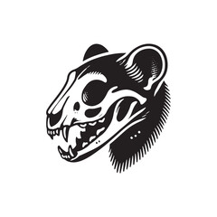 Minimalist Marten Skull Vector - Marten Skull Silhouette - Illustration Of Marten Skull.