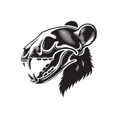 Minimalist Marten Skull Vector - Marten Skull Silhouette - Illustration Of Marten Skull.