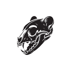 Minimalist Marten Skull Vector - Marten Skull Silhouette - Illustration Of Marten Skull.
