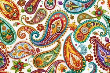 Aerial View:  Intricate Paisley Patterns, Culinary Art, Food Design