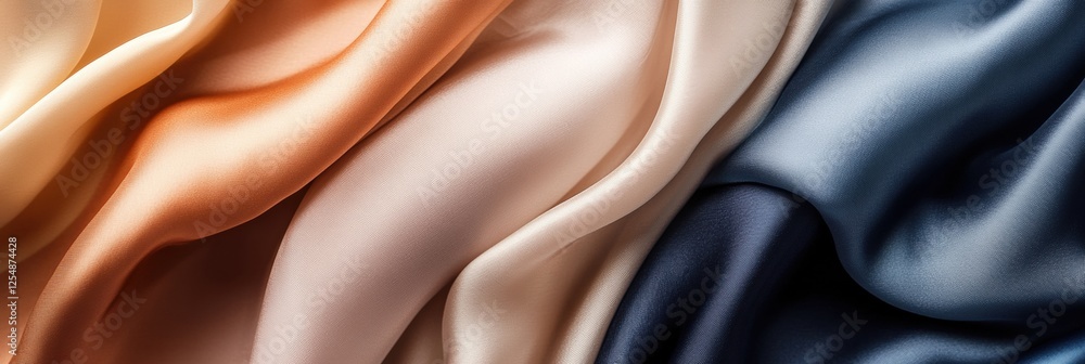 Leinwandbilder Elegant silk fabrics showcasing smooth textures and graceful draping on a neutral background with soft lighting. Generative AI