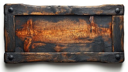 Rustic wooden sign with charred edges and natural grain, suitable for home decor or signage