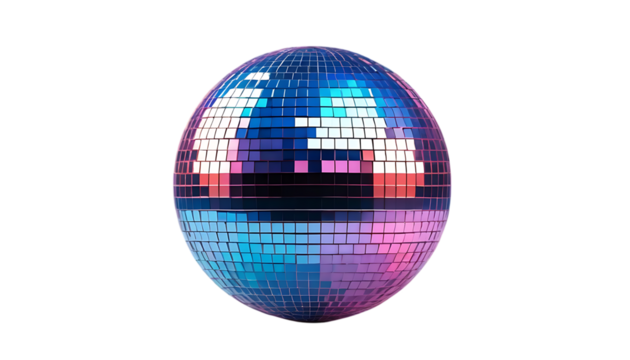 3D disco ball with pastel gradient tones png