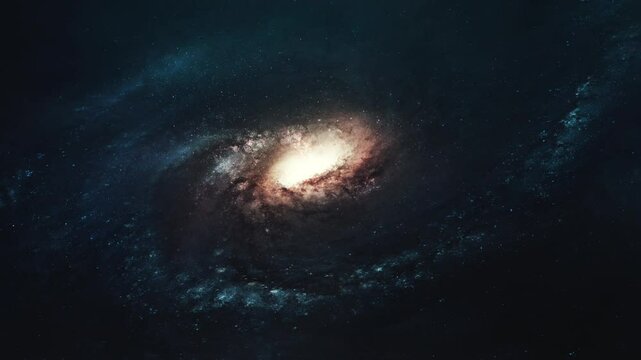 3D rendered animated film showing galaxy and deep space. Science fiction visualization movie. High quality realistic 4K vfx