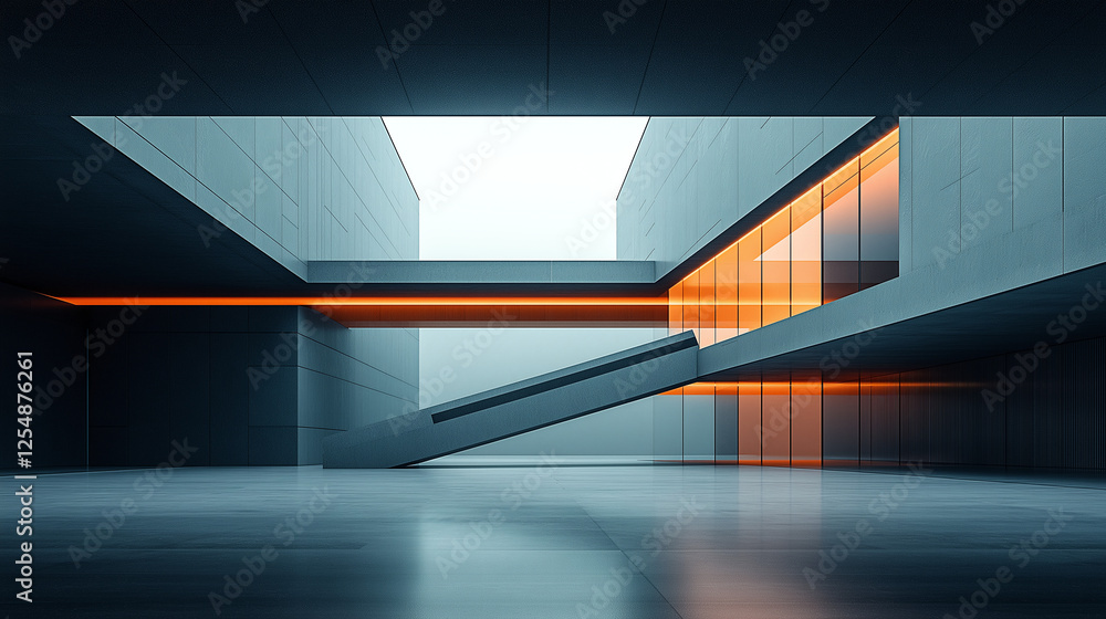 Poster abstract minimalistic modern architectural structure with clean geometric lines. generative ai . gen