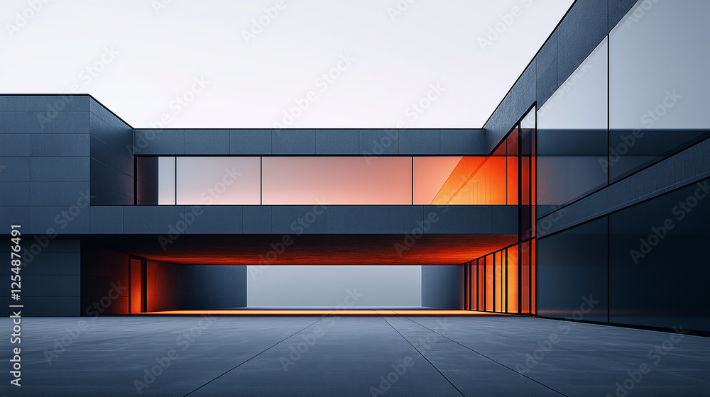 Poster abstract minimalistic modern architectural structure with clean geometric lines. generative ai . gen