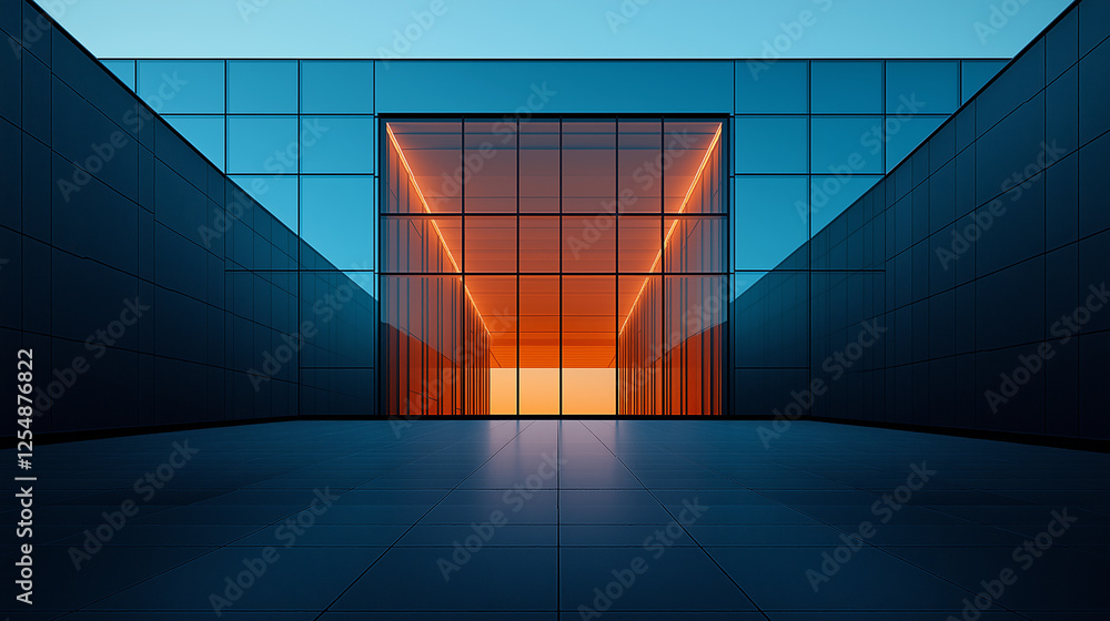 Poster abstract minimalistic modern architectural structure with clean geometric lines. generative ai . gen