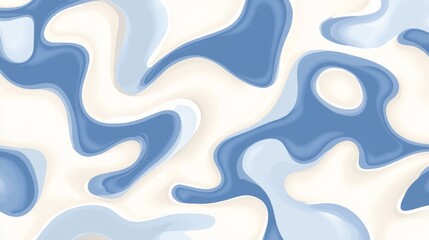 Abstract Liquid Shapes Blue and Light Grey Creamy Background Gentle Curves Artistic Pattern