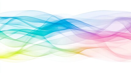 Abstract Multicolored Flowing Waves on White Background Design Graphic Resource Element