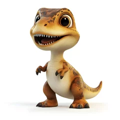 Fototapeten 3d cartoon cute illustration of dinosaurus on white background © digitalafive