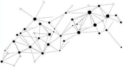 Abstract Network Structure Connection Points With Lines In Black And White Tonal Graphical