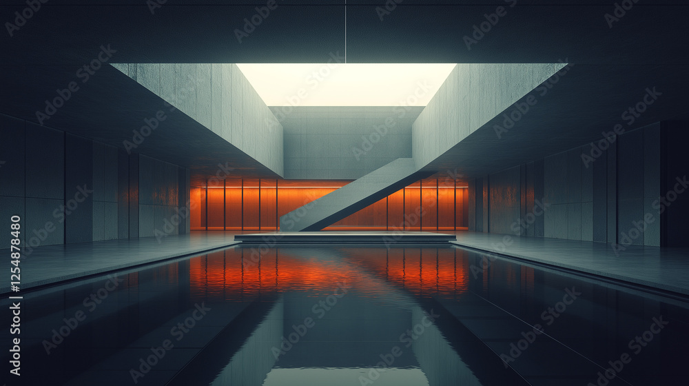 Poster abstract minimalistic modern architectural structure with clean geometric lines. generative ai . gen