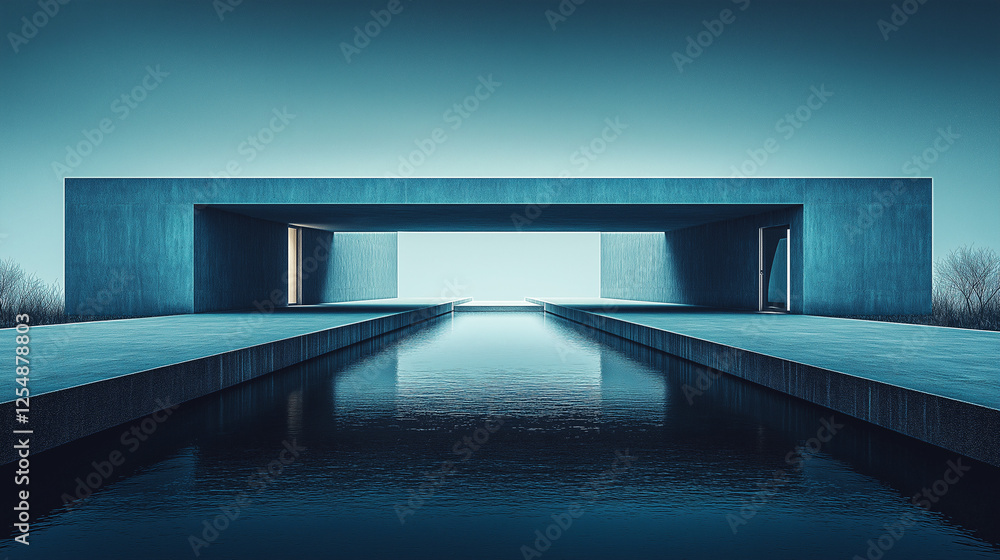 Poster abstract minimalistic modern architectural structure with clean geometric lines. generative ai . gen
