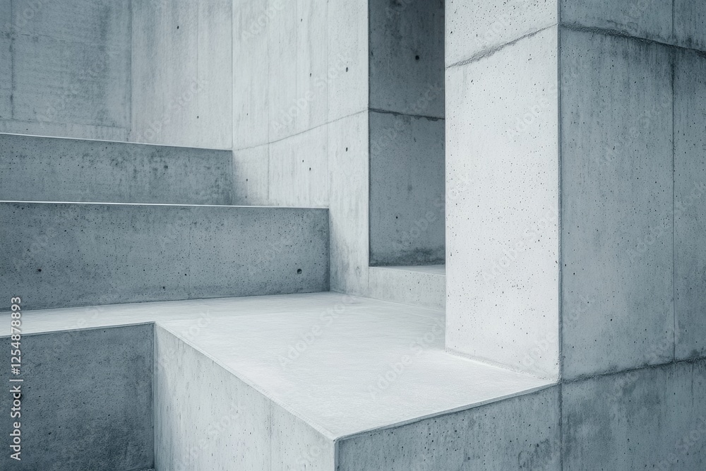 Fototapete elegant minimalist concrete staircase design with smooth steps in a serene architectural environment