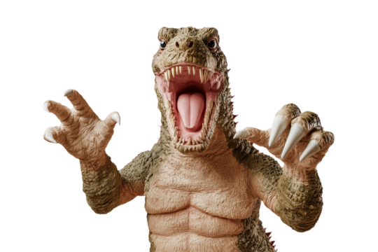 Iconic monster figure depicting a giant creature in a striking pose against a solid background