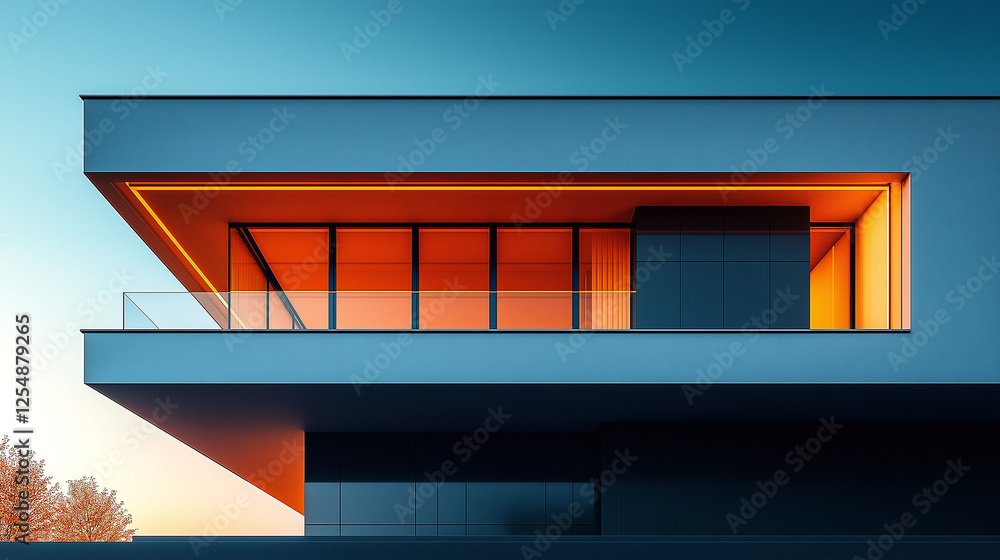 Poster abstract minimalistic modern architectural structure with clean geometric lines. generative ai . gen