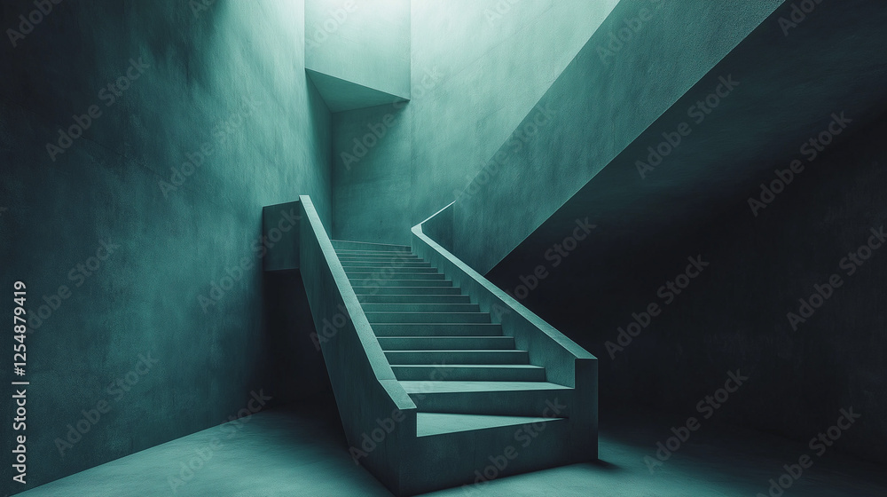 Poster abstract minimalistic modern architectural stairway structure with clean geometric lines. generative