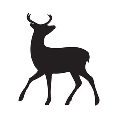 Deer silhouette vector, Deer vector art illustration, Deer silhouette icon on white background