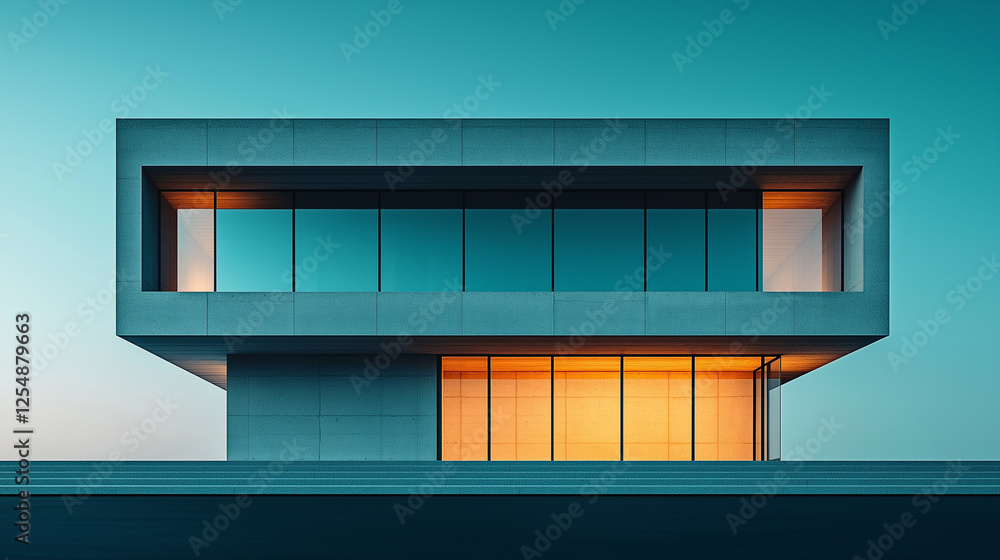 Poster abstract minimalistic modern architectural structure with clean geometric lines. generative ai . gen