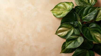 Fresh Philodendron Leaves on Vibrant Background