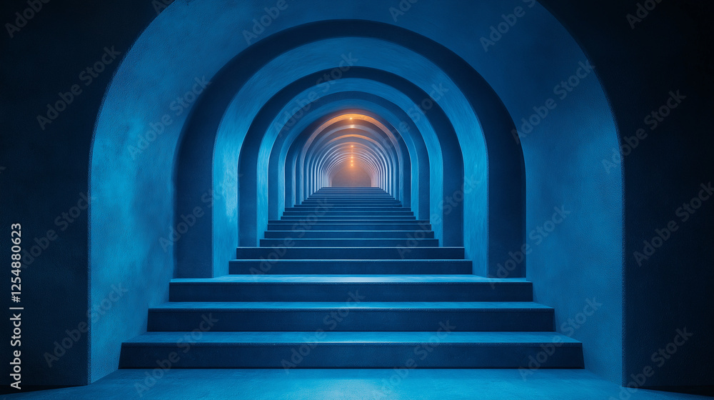 Poster abstract minimalistic modern architectural stairway structure with clean geometric lines. generative