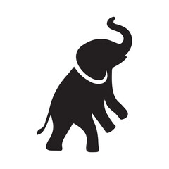 Elephant silhouette vector illustration, Elephant graphic with the trunk up isolated on white background