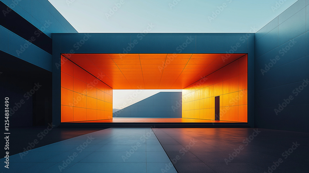 Poster abstract minimalistic modern architectural structure with clean geometric lines. generative ai . gen