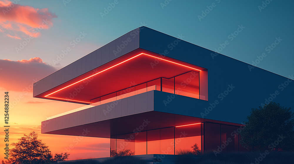 Poster abstract minimalistic modern architectural structure with clean geometric lines. generative ai . gen