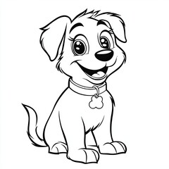 Fototapeta premium Adorable Puppy Outline Simple Coloring Page Illustration