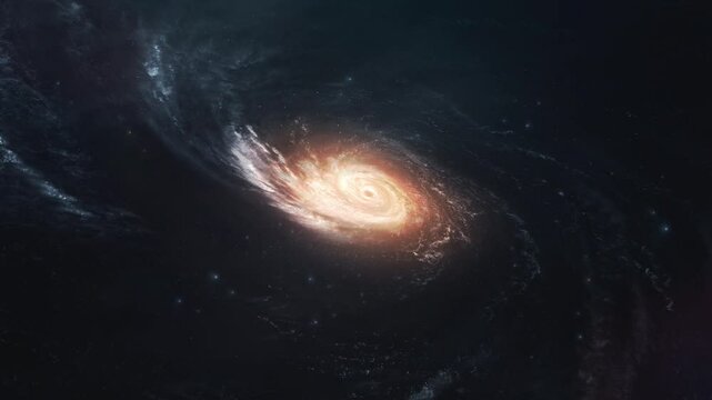 3D rendered animated film showing galaxy and deep space. Science fiction visualization movie. High quality realistic 4K vfx